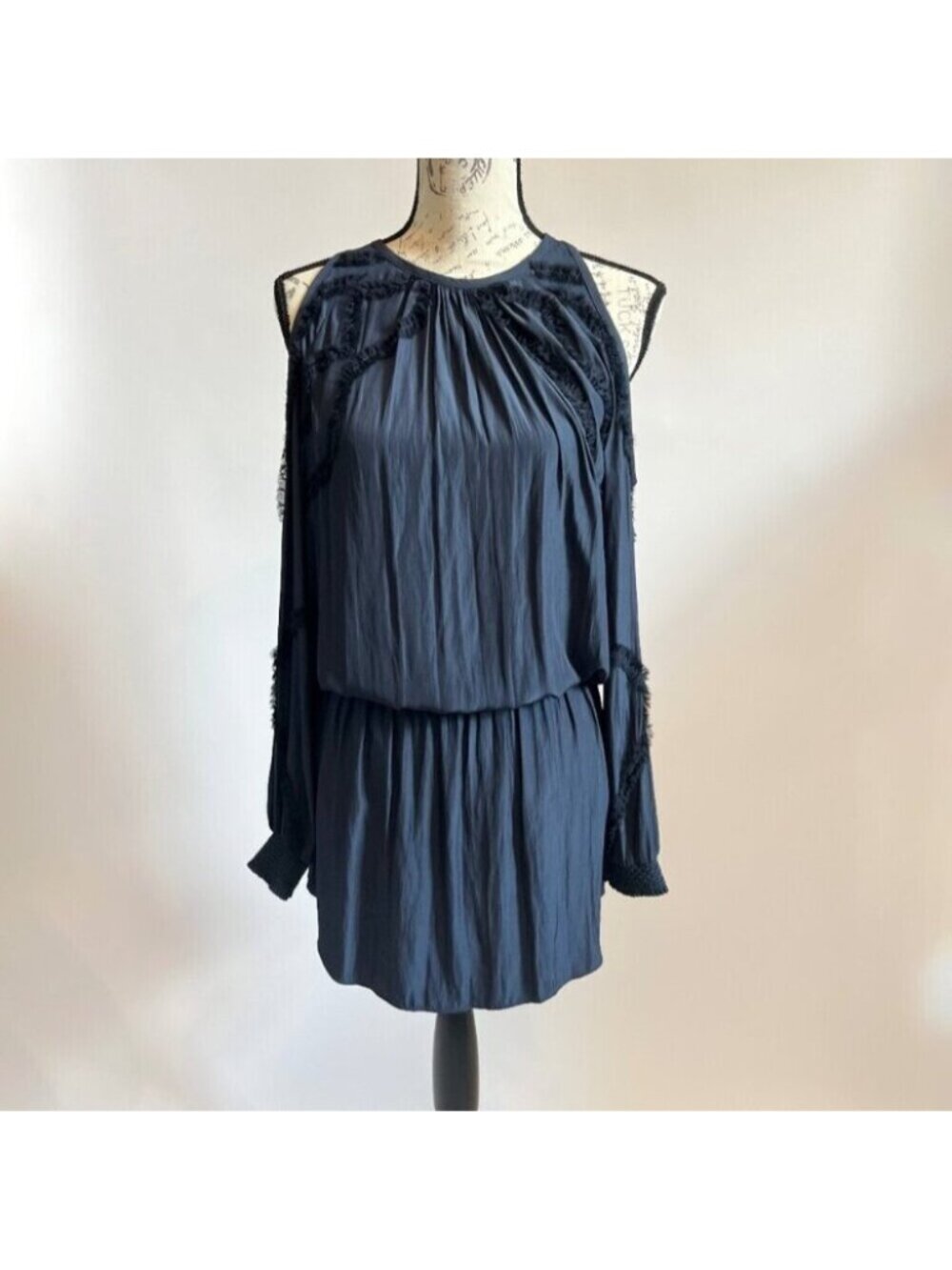 Ramy Brook Navy Blue Long Sleeve Cold Shoulder Dress